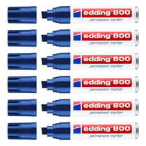 Lot de 6 marqueurs permanents pointe biseau 4-12 mm - EDDING - Corps aluminium - Bleu