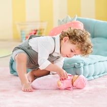 Turbulette Peluche Rose pour poupon 30 cm