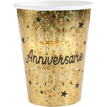 10 Gobelets Anniversaire Etincelant Or