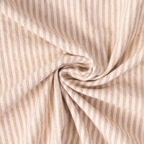 Tissu Toile de Coton d'ameublement Simone rayures Beige sur fond Naturel