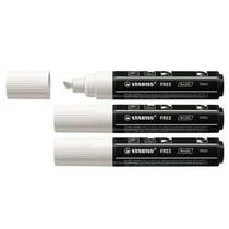 Lot de 3 marqueurs peinture acrylique pointe large biseautée 4-10mm - STABILO FREE - Blanc