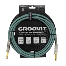 CABLE JACK 6.35 D/D - 3M - NYLON TRESSÉ BLEU CIEL - GROOVIT®