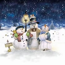 4 serviettes en papier découpage collage 33 cm CHANT BONHOMME DE NEIGE N 100