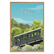 Tableau mural encadré illustration funiculaire de Pau 65x97 cm