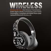 Casque Audio Bluetooth Sans Fil Design Graffiti Autonomie Longue Compatible Tous - Rouge - Yonis