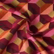 Tissu Jacquard Paola cubes Prunes sur fond Rose