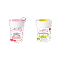 2 colorants alimentaires en poudre - vert citron-rose poudré