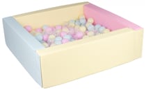 Piscine à balles carrée avec 200 balles - bords 3 couleurs/ multicolores (pastel)