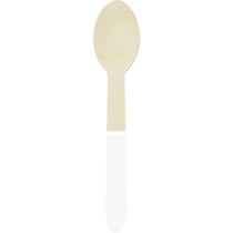 8 Cuillères en Bois Blanc/Or