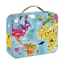 Puzzle du monde Recto Verso 208 pieces - Janod - Jaune