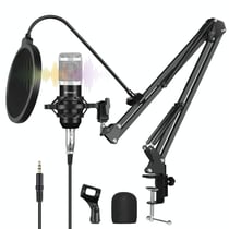 Kit Microphone Professionnel Studio Chant USB Avec Bras Et Carte Son Intégrée Argent YONIS