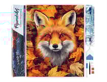 Diamond Painting Broderie Diamant Figured’Art 40x50cm toile entière roulée avec diamants carrés - Renard dans les feuilles d'Automne