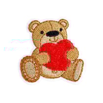 Ecusson oursons mignons coeur rouge 4cm x 4cm