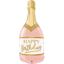 Ballon Aluminium Hélium Géant - Bouteille d'Anniversaire Rose 80 cm