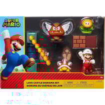Coffret super mario 4 figurines et 1 accessoire : diorama du chateau de lave - figurine nintendo - jakks