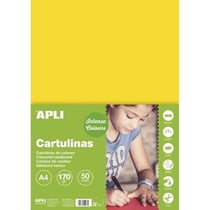 Apli 14237 - Carton de couleur jaune format A4 180gr. 210x297mm