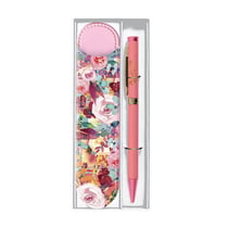 Set cadeau stylo bille & étui assorti Floral rose - Hirondelles & Cie