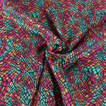Tissu Voile de Coton digital Géométrique abstrait sur fond Rose fuchsia - Au mètre