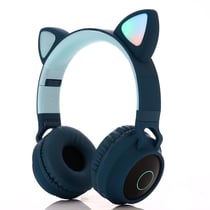 Casque Bluetooth Oreilles De Chat Pliable Avec LED Et Micro Pour Enfants Et Adultes Vert YONIS