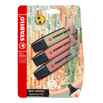 Surligneur - STABILO BOSS ORIGINAL NatureCOLORS - Blister carton x 3 surligneurs - marron glacé, orange rouille, vert tilleul