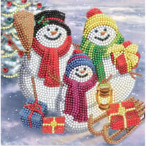 Kit carte broderie diamant 18x18cm Bonhomme de neige