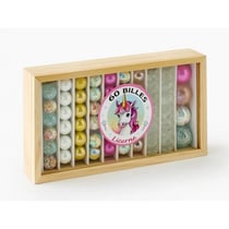 Coffret en bois de 60 billes licorne - kim play - jeu de recreation, adresse