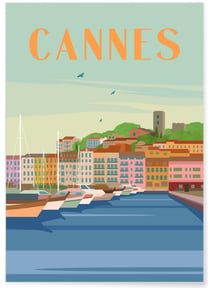 Affiche ville Cannes | A3 : 29,7x42cm