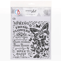 Pochoir plastique souple réutilisable 24 x 22 cm Ciao Bella SPRING FRESH FLOWERS 10