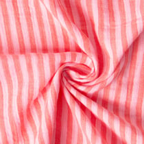 Tissu Double gaze de Coton Réversible rayé Rose