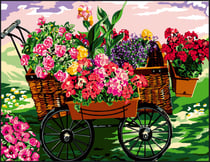 Canevas antique Fleurs dans la brouette 50x65cm
