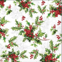 4 serviettes en papier découpage collage 33 cm BRANCHE DE HOUX DE NOEL N 603