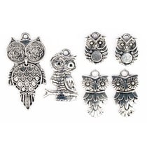 MégaCréa DIY - Breloque en métal hiboux Argenté 10 à 22 mm 6 pièces