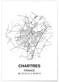 Affiche Carte Chartres | A3 : 29,7x42cm