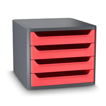 Bloc de classement rangement 4 tiroirs pour Documents First GreenSpirit recyclé Rouge coquelicot - CEP