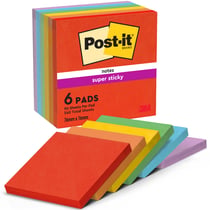 Lot de 5 blocs de notes adhésives Post-it Super Sticky - Papier - Multicolore - 76 x 76 mm