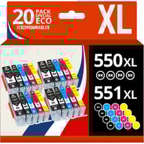 123CONSOMMABLES - PGI550/CLI551 XL - Cartouches Encre Compatible avec Canon 550 551 pour Pixma MX925 iP7200 iP7250 MG5650 MG7550 MG6350 MG6650 MX725 MX920 (8 Noir / 4 Cyan / 4 Magenta / 4 Jaune) - 123CONSOMMABLES
