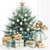 4 serviettes en papier découpage collage 33 cm SAPIN ANGE NOEL N 501
