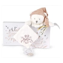 Doudou 25 ans - Ours rose pantin attache sucette