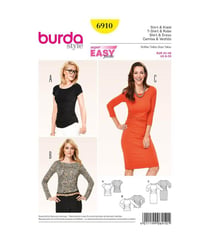Patron Burda 6910 Tee-Shirt et robe du 34 au 46 taille n°FR 34-46