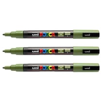 Lot de 3 marqueurs permanents à encre pigmentée - POSCA - Pointe ronde 1,5 mm - Vert kaki