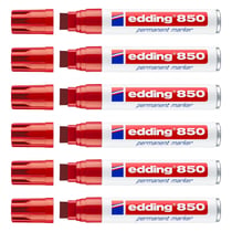 Marqueur permanent - Pointe biseautée large 5-15 mm - EDDING - Rouge - Corps aluminium - Lot de 6
