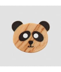 Bouton en bois 2 trous Prym – Ø 15 mm – Motif animaux sauvages en bois d’olivier naturel 080 Panda