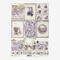 1 feuille de papier de riz 21 x 29,7 cm Itd Collection PROVENCE LAVANDE 2247