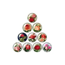 10 cabochons rond en verre assorties 25 mm LES ROSES