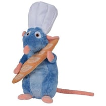 Peluche rat remy chef de cuisine avec baguette de pain 33 cm - ratatouille - nicotoy - peluche licence disney