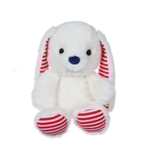 Peluche - Les marinières - lapin blanc rayures rouges - 24 cm