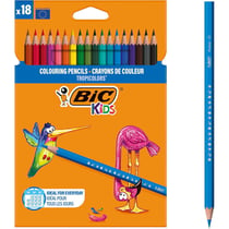 Crayons de couleur KIDS Tropicolors, étui carton de 18 BIC