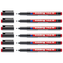 Lot de 6 marqueurs permanents - EDDING - Pointe moyenne 1 mm - Rouge