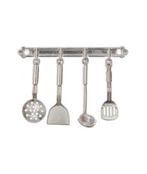 Ustensiles de cuisine miniatures - Argenté - 5 pcs - pour Lutin ou poupée - Rico Design Bois