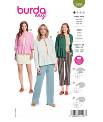 Patron Burda 5906 - Vestes épurées sans col du 34 au 48 (FR) taille n°FR 34-48